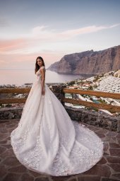 Wedding dresses Heiden Stock  In stock  Collection  Fresh Touch  Silhouette  A Line  Neckline  Sweetheart  Illusion  Sleeves  Wide straps  Color  Pink  Ivory  Train  With train - foto 4