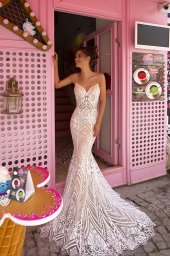 Wedding dresses Blair Stock  In stock  Collection  Highlighted Glamour  Silhouette  Fitted  Neckline  Sweetheart  Sleeves  Spaghetti Straps  Color  Ivory  Train  Detachable train - foto 4